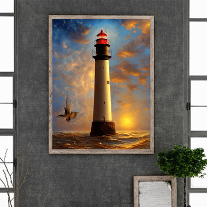 Seaside Lighthouse - Full Round Drill Diamond Painting 30*40CM