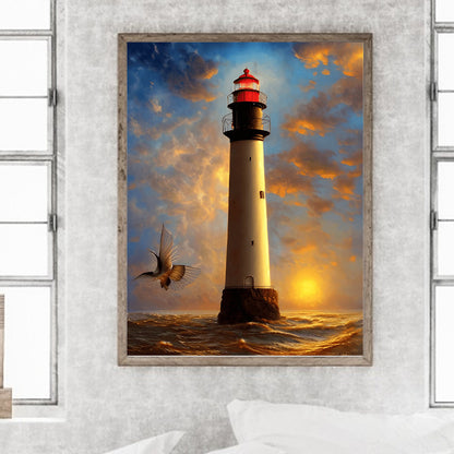 Seaside Lighthouse - Full Round Drill Diamond Painting 30*40CM