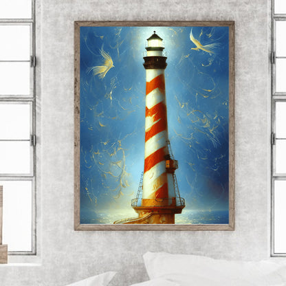 Seaside Lighthouse - Full Round Drill Diamond Painting 30*40CM