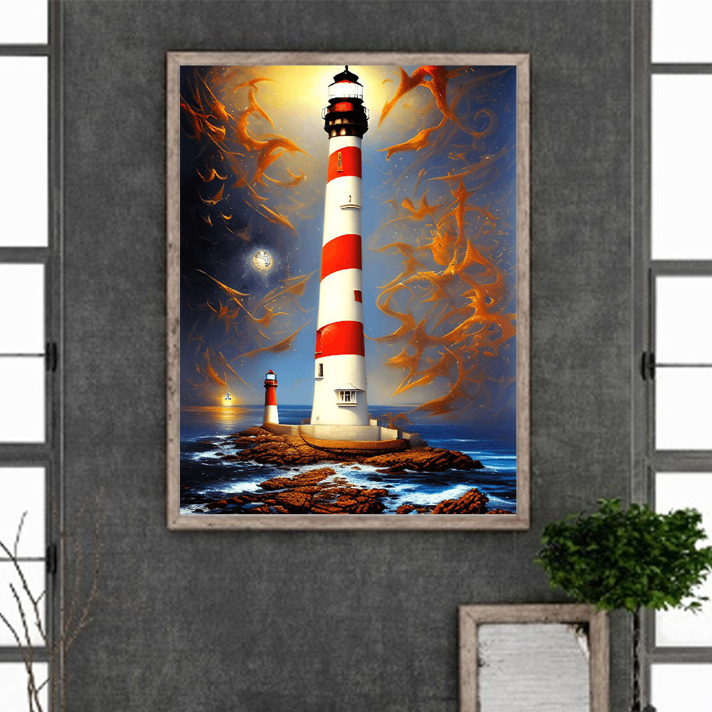 Seaside Lighthouse - Full Round Drill Diamond Painting 30*40CM