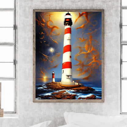 Seaside Lighthouse - Full Round Drill Diamond Painting 30*40CM