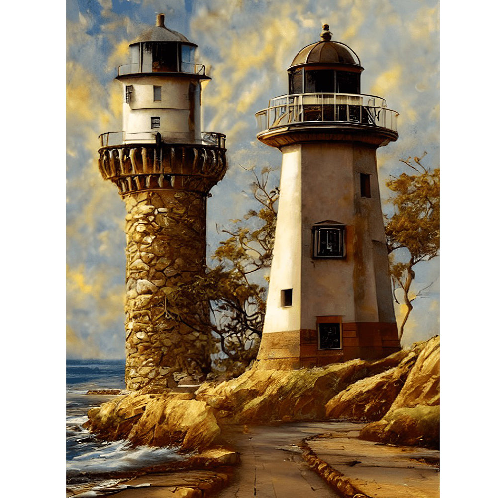 Seaside Lighthouse - Full Round Drill Diamond Painting 30*40CM