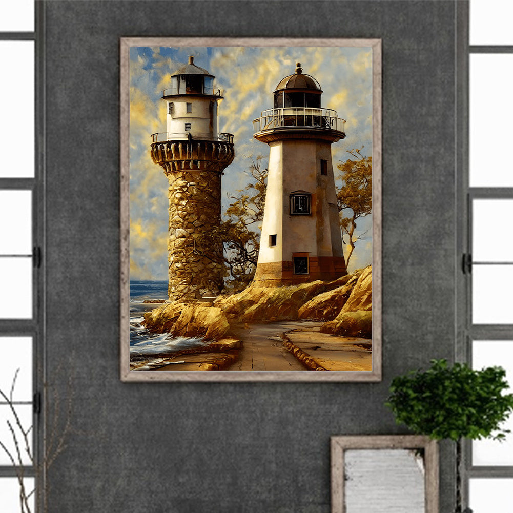 Seaside Lighthouse - Full Round Drill Diamond Painting 30*40CM