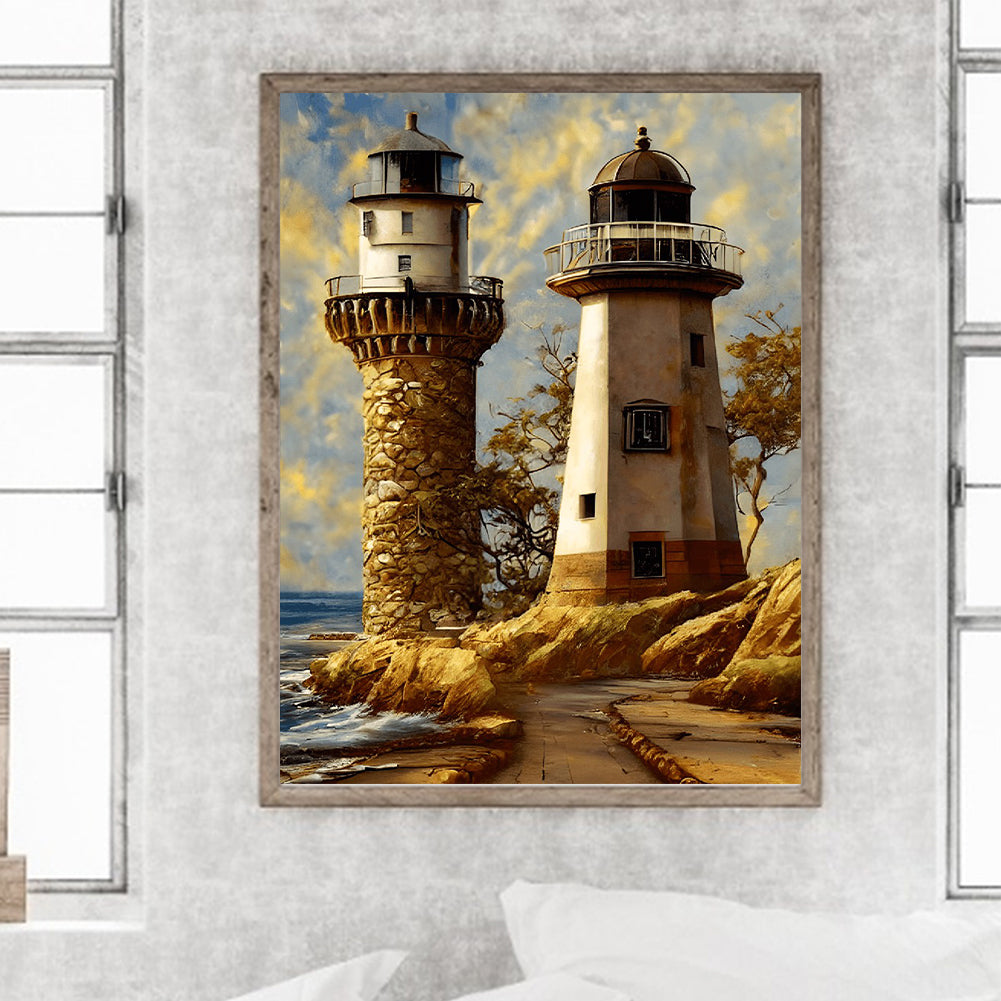 Seaside Lighthouse - Full Round Drill Diamond Painting 30*40CM