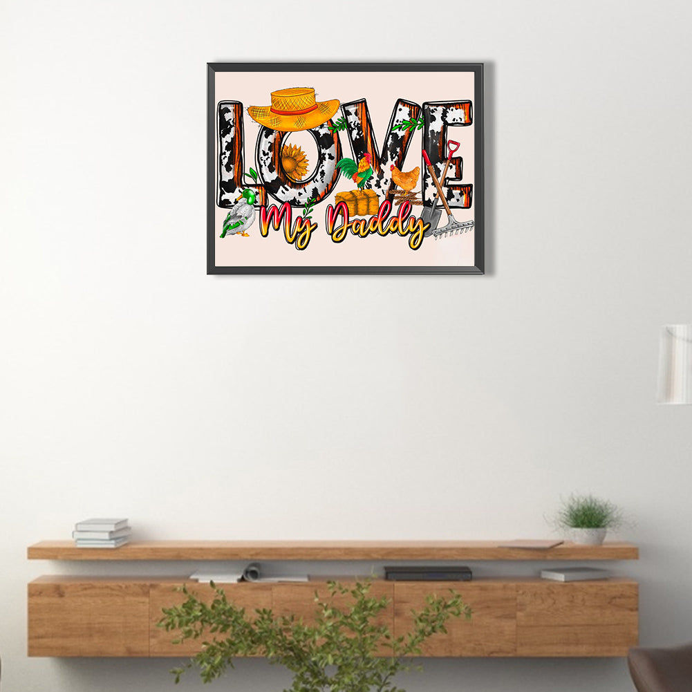 Love My Daddy Farmer - Full Round Drill Diamond Painting 40*30CM