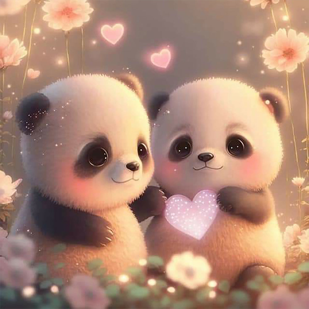 Love Panda - Full Round Drill Diamond Painting 30*30CM