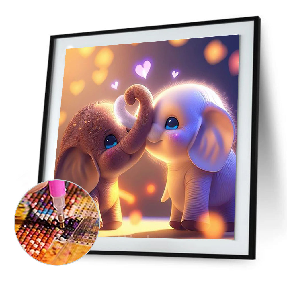 Love Baby Elephant - Full Round Drill Diamond Painting 30*30CM