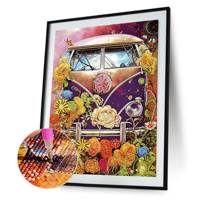 Flower Car - Special Shaped Drill Diamond Painting 30*40CM