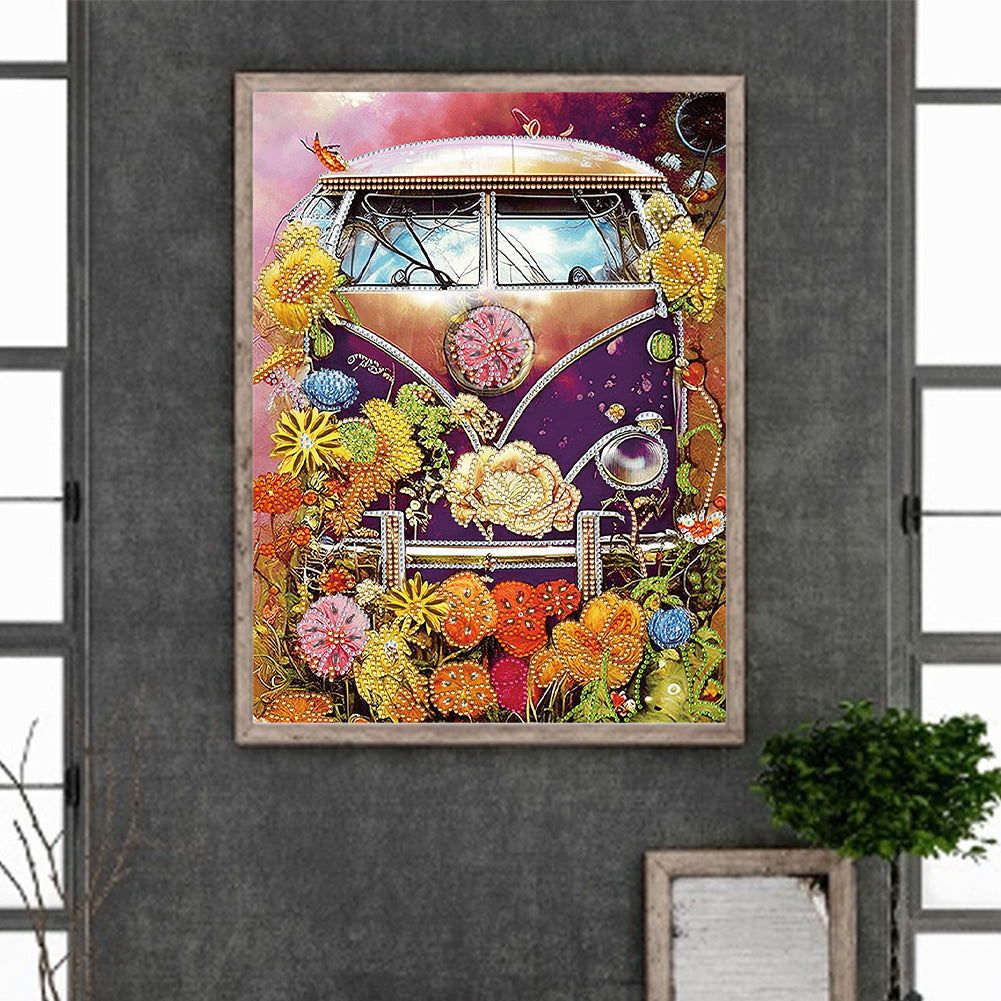 Flower Car - Special Shaped Drill Diamond Painting 30*40CM