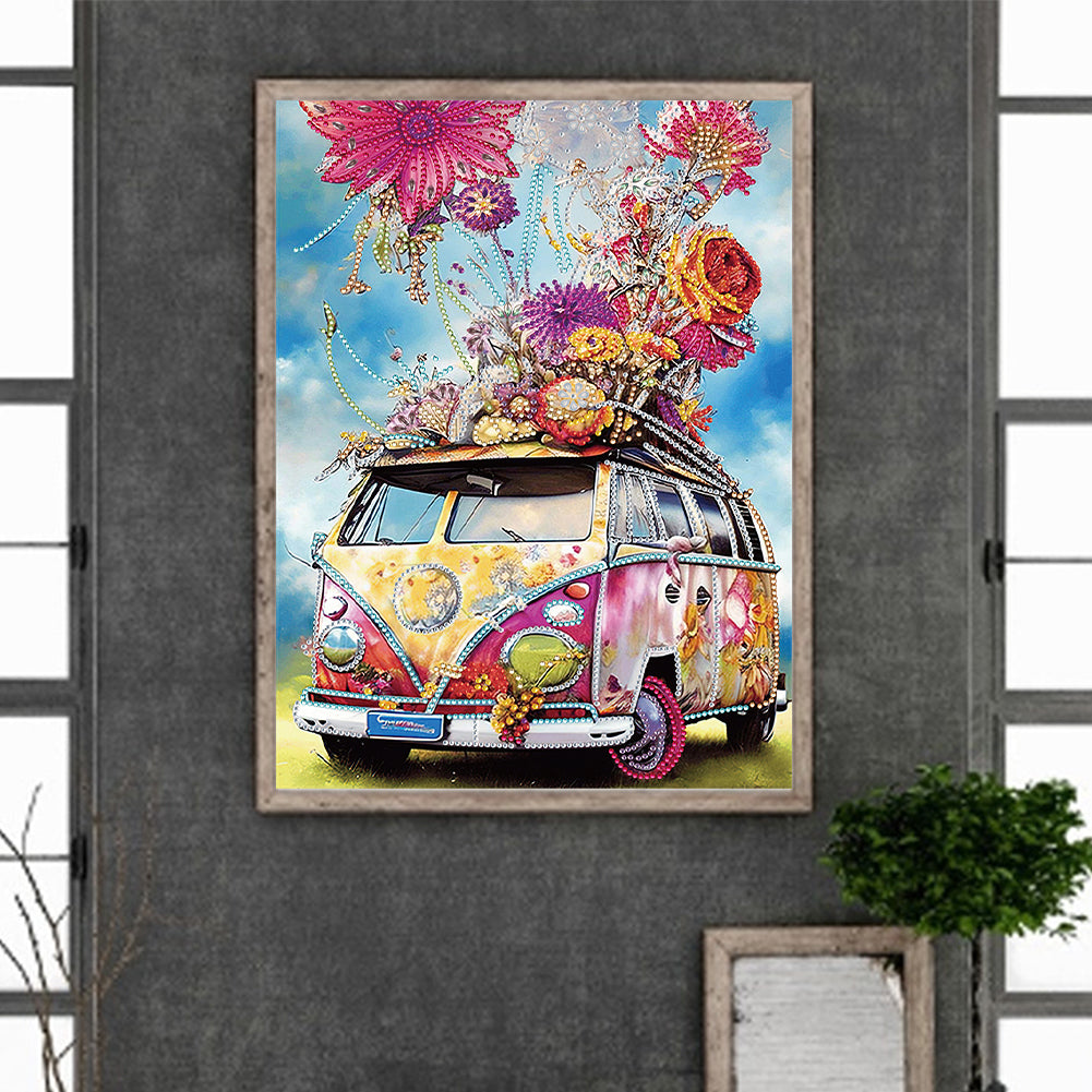 Flower Car - Special Shaped Drill Diamond Painting 30*40CM