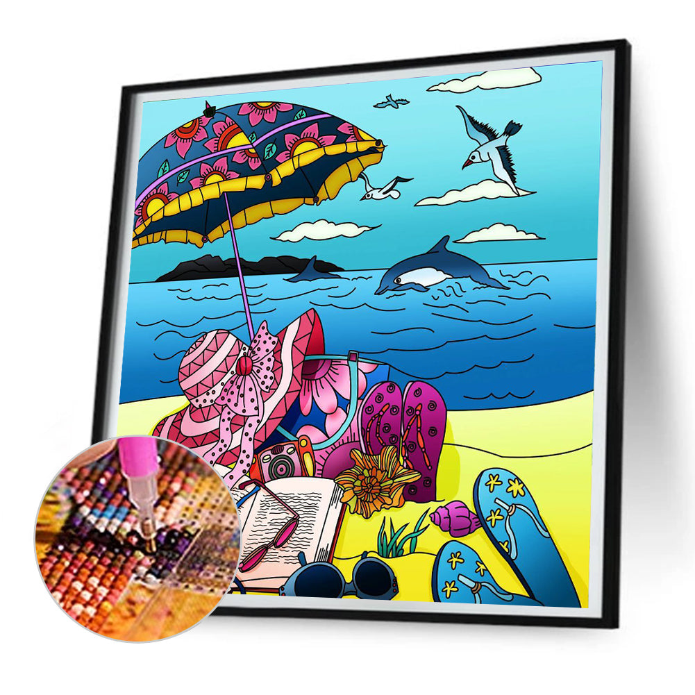 Summer Beach - Full Round Drill Diamond Painting 30*30CM