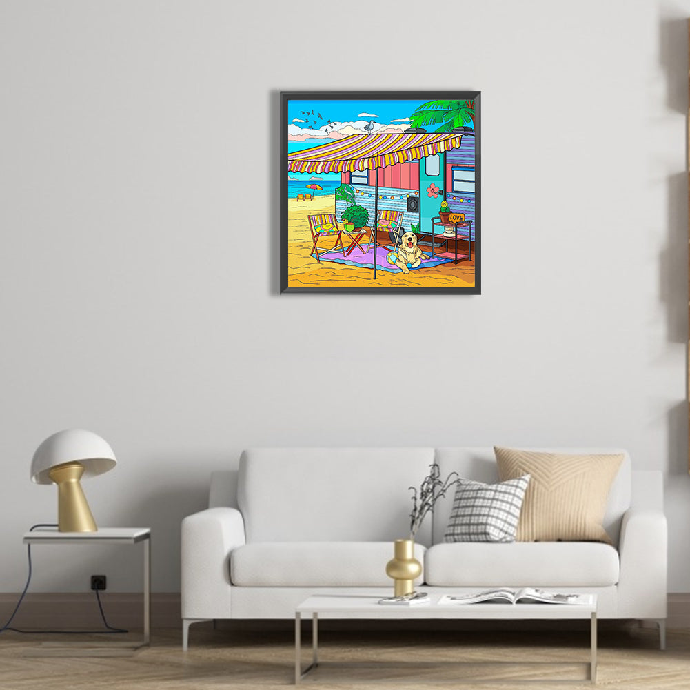 Summer Beach - Full Round Drill Diamond Painting 30*30CM