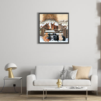 Old Donkey And Small Animals - Full Round Drill Diamond Painting 45*45CM