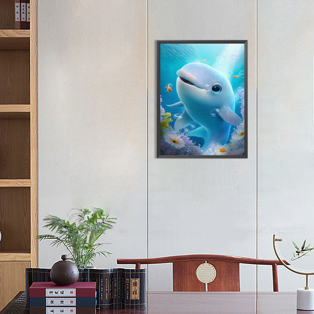 Longing Dolphin - Full Round Drill Diamond Painting 30*40CM