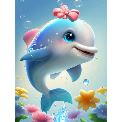 Beautiful Dolphin - Full Round Drill Diamond Painting 30*40CM