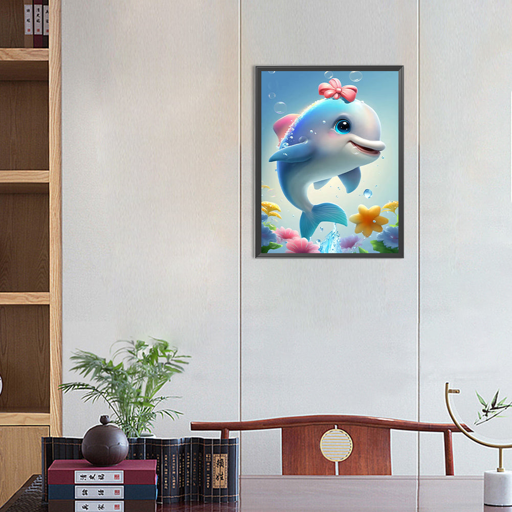 Beautiful Dolphin - Full Round Drill Diamond Painting 30*40CM