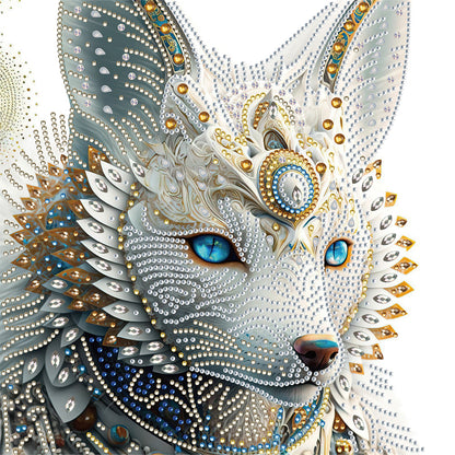 Half Face White Wolf - Special Shaped Drill Diamond Painting 30*30CM