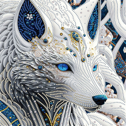 Side Face White Wolf - Special Shaped Drill Diamond Painting 30*30CM