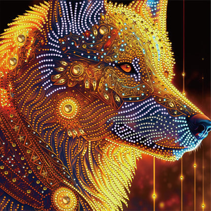 Golden Wolfhound - Special Shaped Drill Diamond Painting 30*30CM