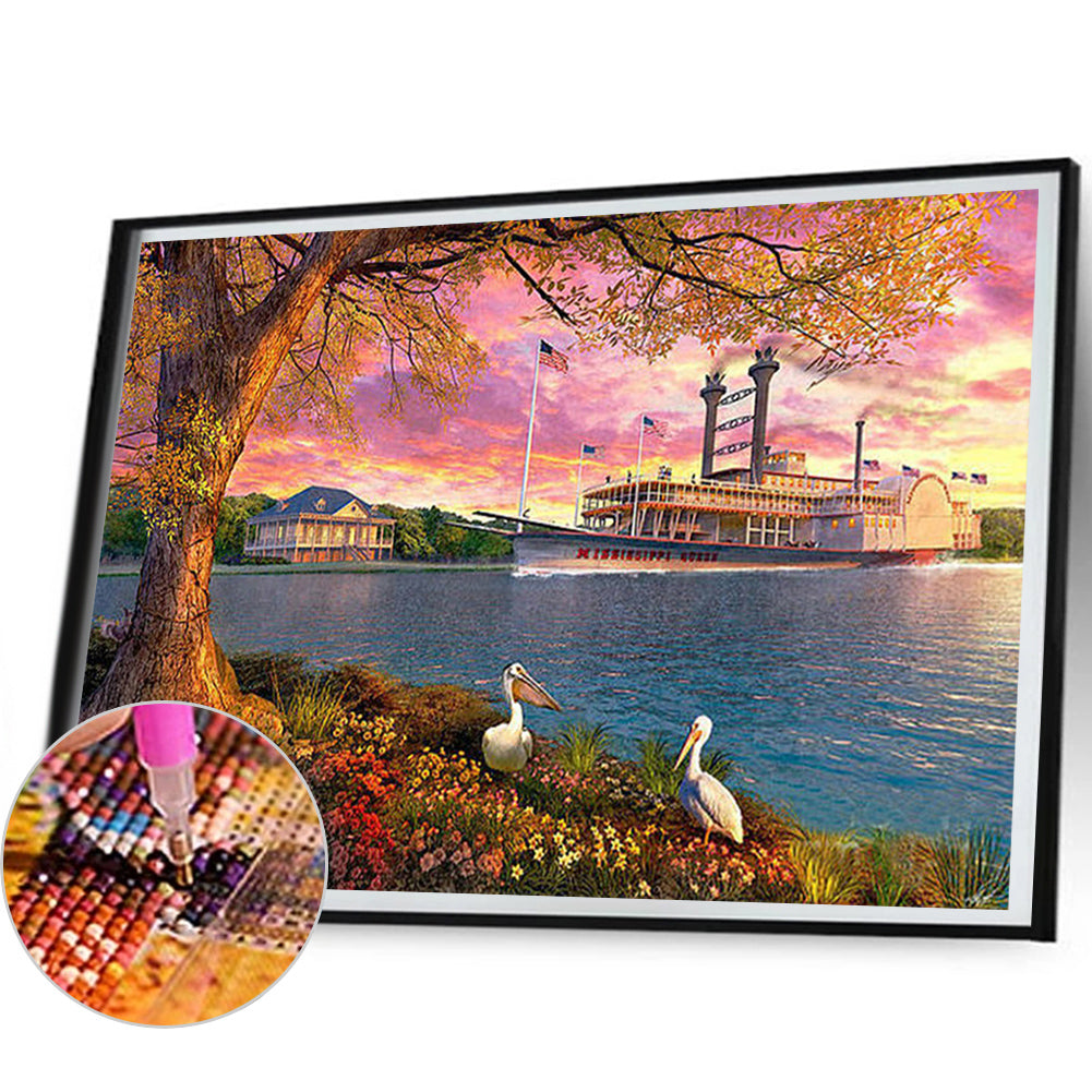 Docked Cruise Ship - Full Round Drill Diamond Painting 50*40CM