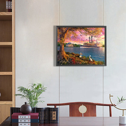 Docked Cruise Ship - Full Round Drill Diamond Painting 50*40CM