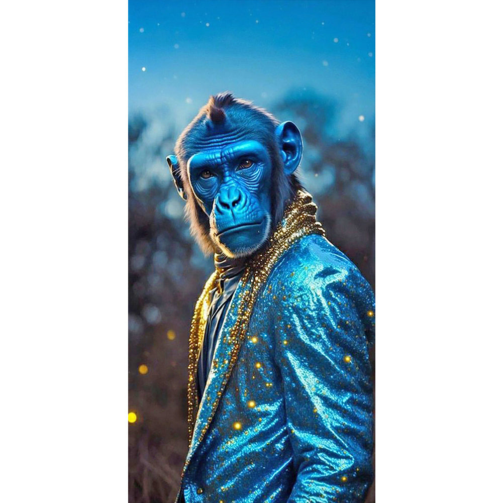 Monkey Under The Starry Night - Full Round Drill Diamond Painting 40*80CM