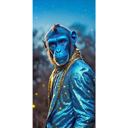 Monkey Under The Starry Night - Full Round Drill Diamond Painting 40*80CM