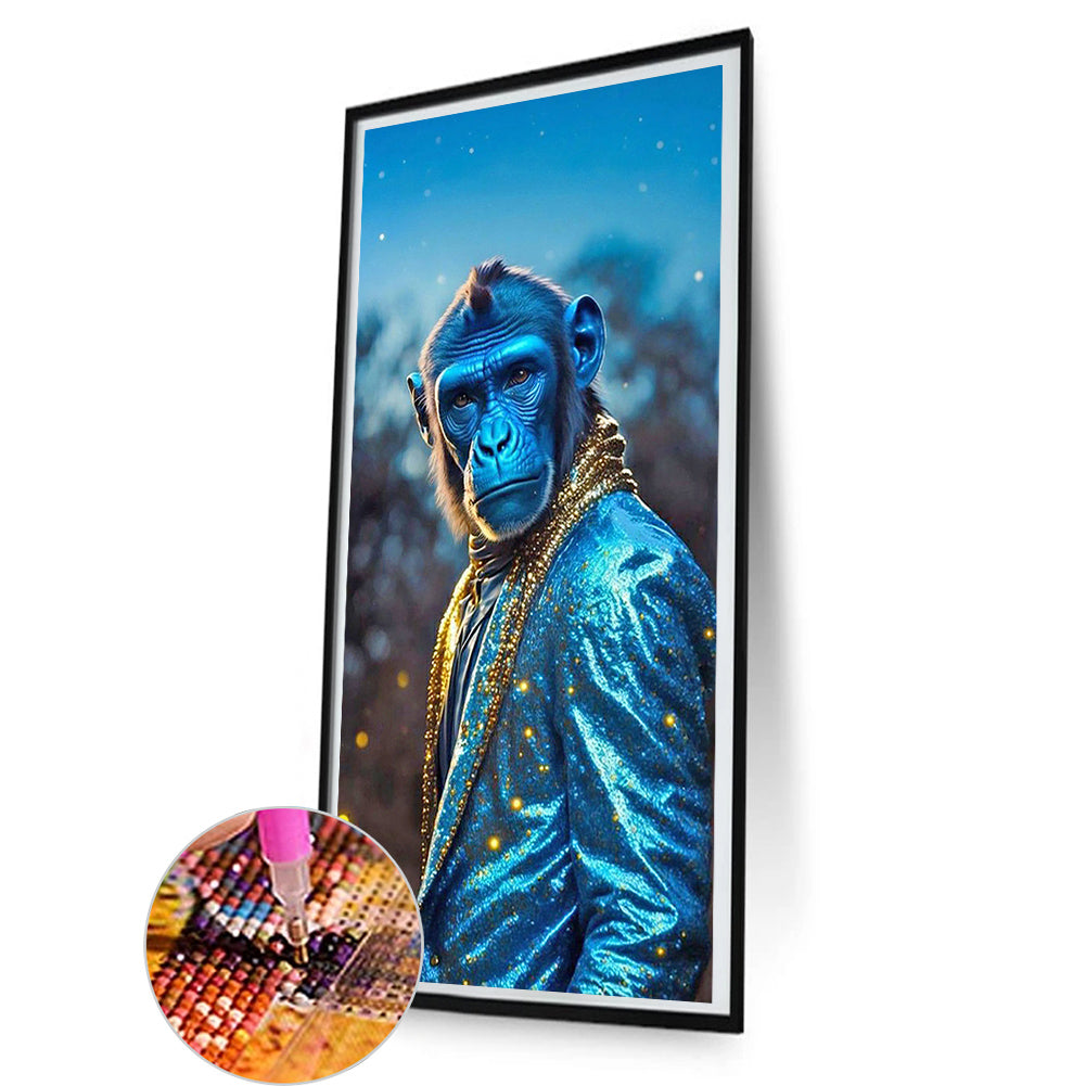 Monkey Under The Starry Night - Full Round Drill Diamond Painting 40*80CM