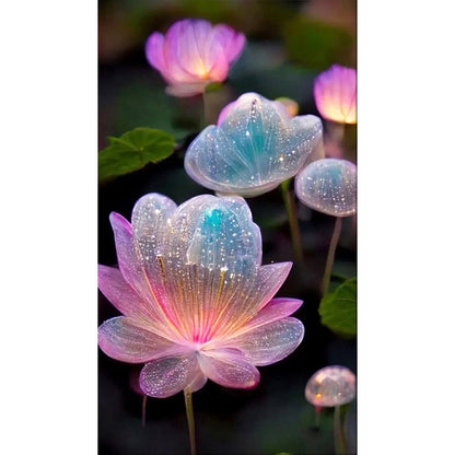 Water Drop Lotus - Full Square Drill Diamond Painting 40*70CM