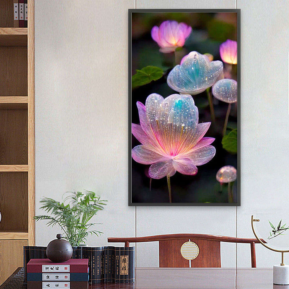 Water Drop Lotus - Full Square Drill Diamond Painting 40*70CM