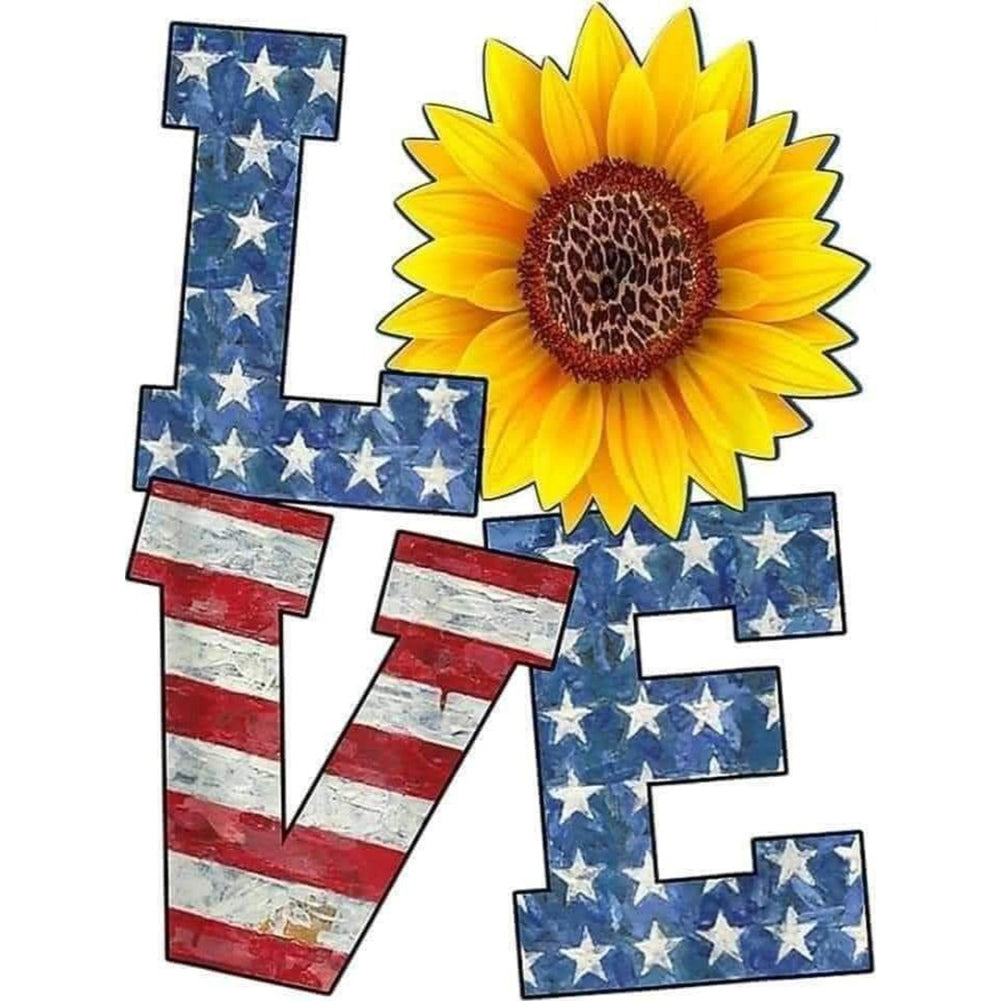 Flag Letter Love - Full Round Drill Diamond Painting 30*40CM