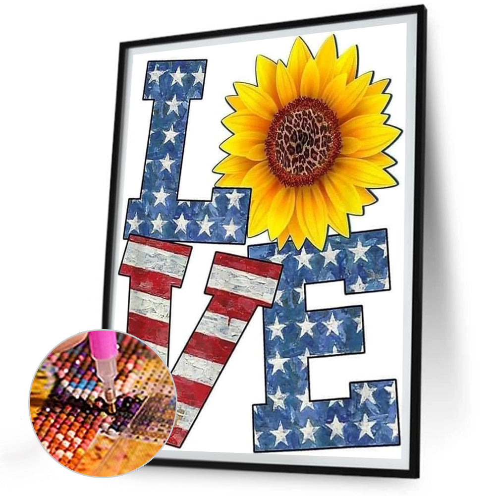 Flag Letter Love - Full Round Drill Diamond Painting 30*40CM