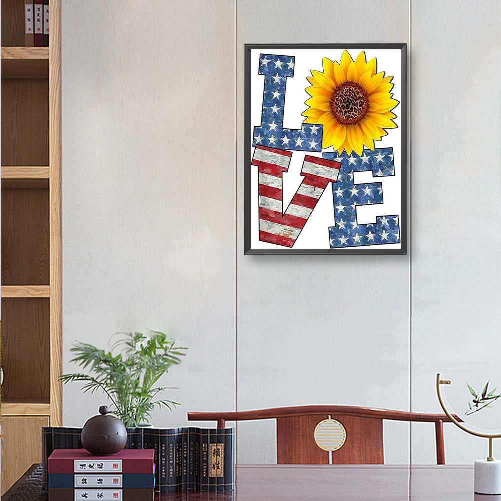 Flag Letter Love - Full Round Drill Diamond Painting 30*40CM