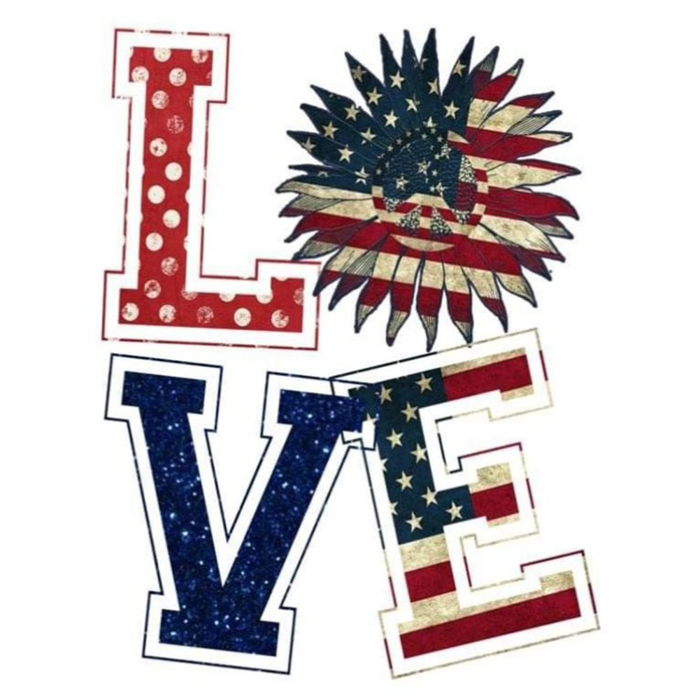 Flag Letter Love - Full Round Drill Diamond Painting 30*40CM