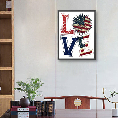 Flag Letter Love - Full Round Drill Diamond Painting 30*40CM