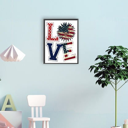 Flag Letter Love - Full Round Drill Diamond Painting 30*40CM