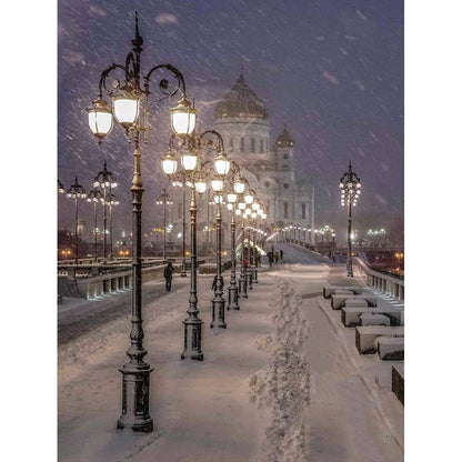 Winter Street - Full Round Drill Diamond Painting 40*50CM