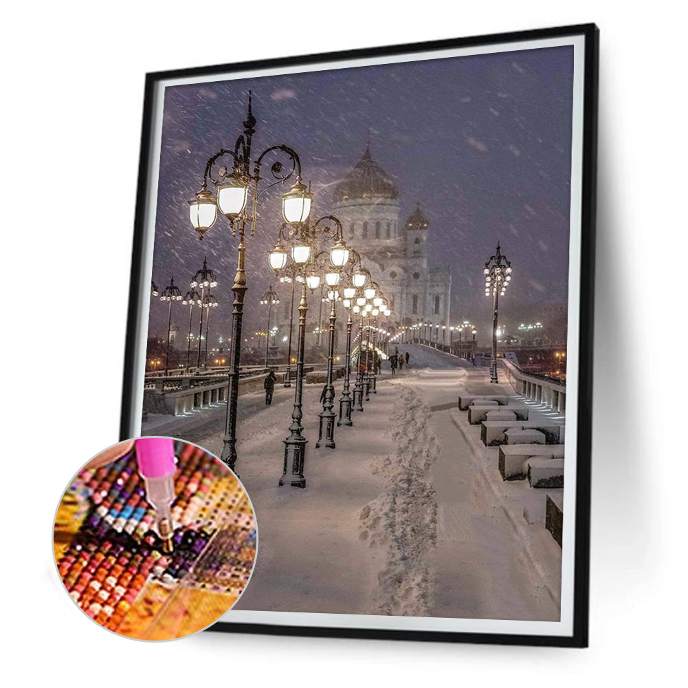 Winter Street - Full Round Drill Diamond Painting 40*50CM