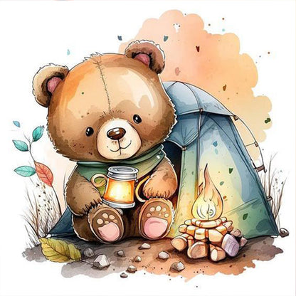 Bear Holding A Lantern - Full Round Drill Diamond Painting 30*30CM