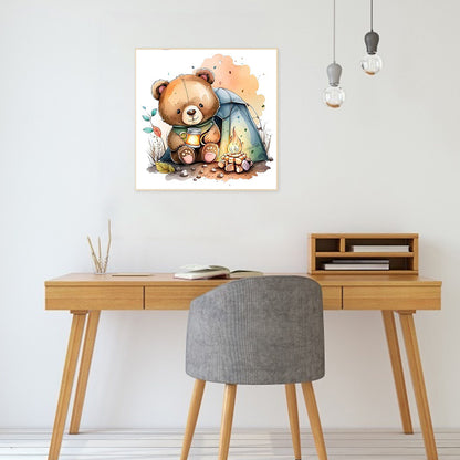 Bear Holding A Lantern - Full Round Drill Diamond Painting 30*30CM