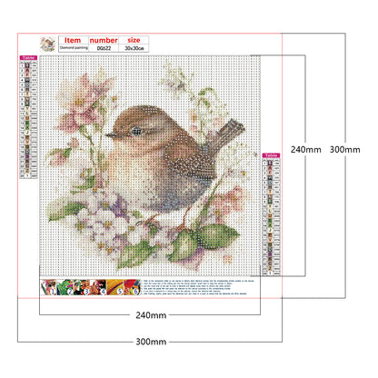 Flower Sparrow - Full Round Drill Diamond Painting 30*30CM