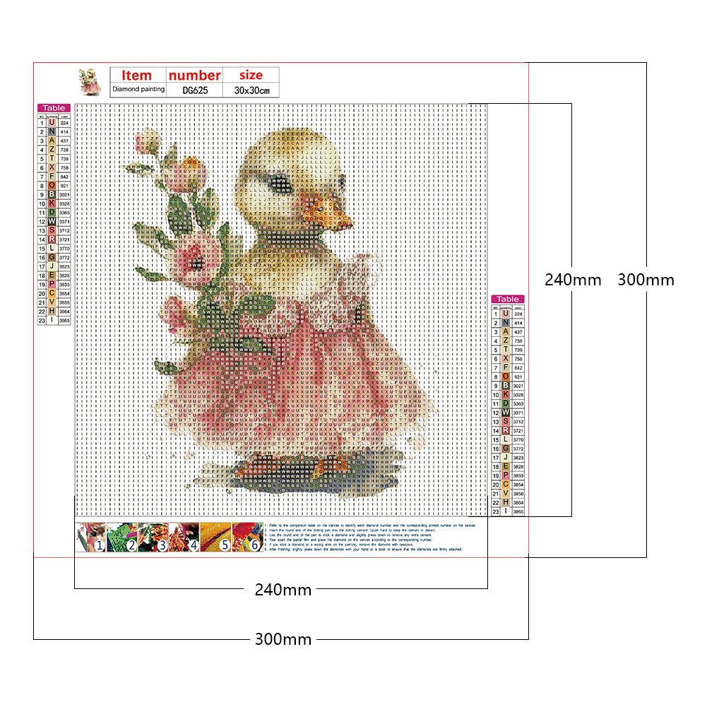 Duckling Holding Flowers - Full Round Drill Diamond Painting 30*30CM