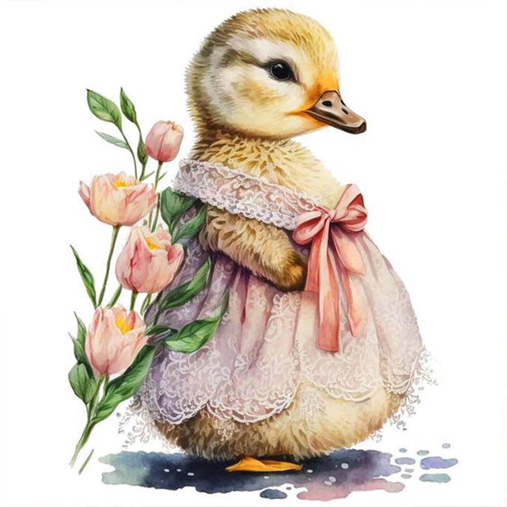 Little Yellow Duck In Skirt - Full Round Drill Diamond Painting 30*30CM