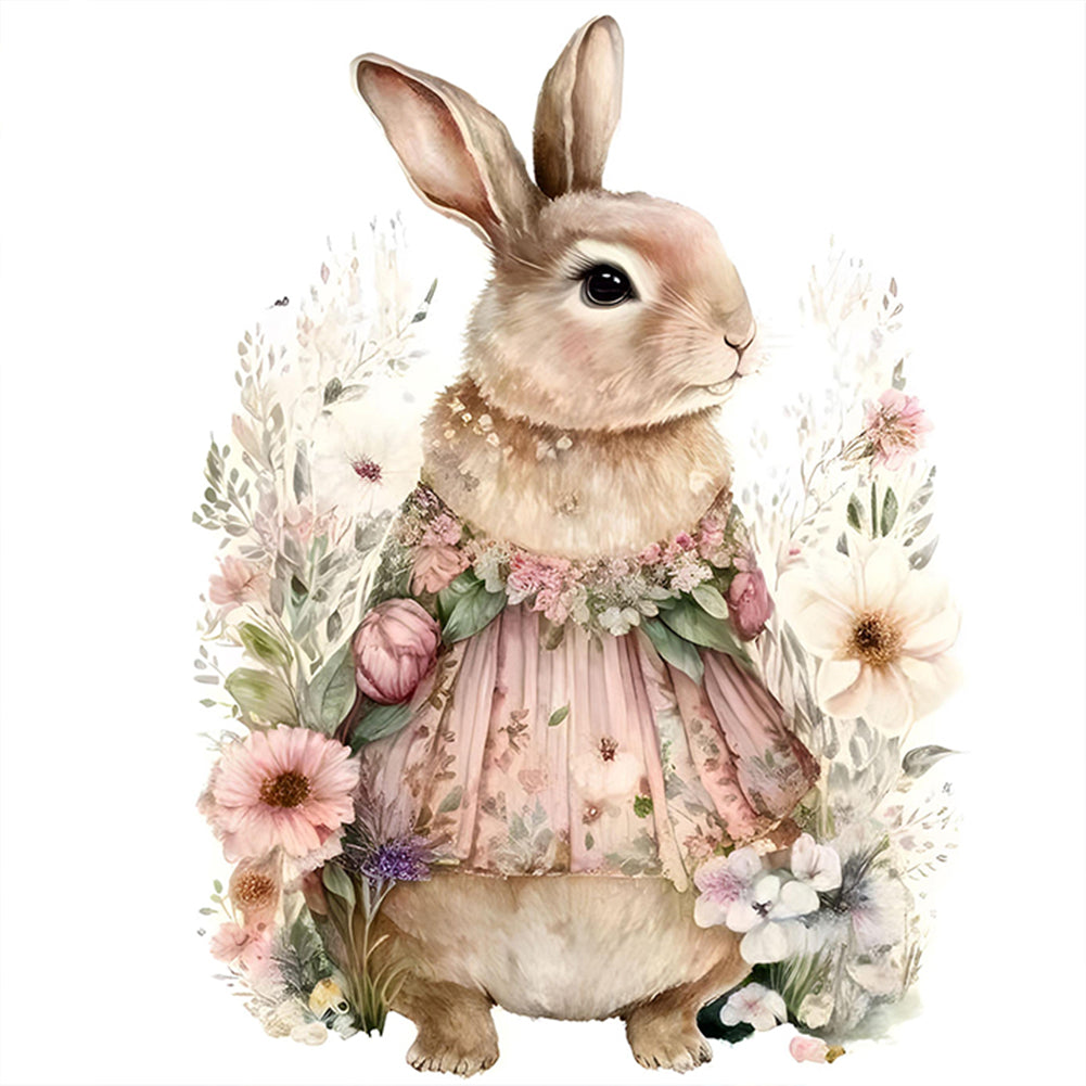 Bunny In Nightdress - Full Round Drill Diamond Painting 30*30CM