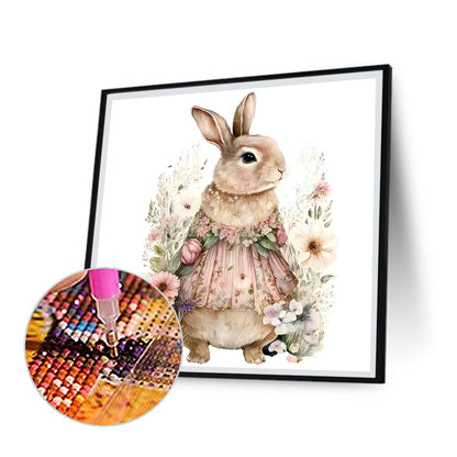 Bunny In Nightdress - Full Round Drill Diamond Painting 30*30CM