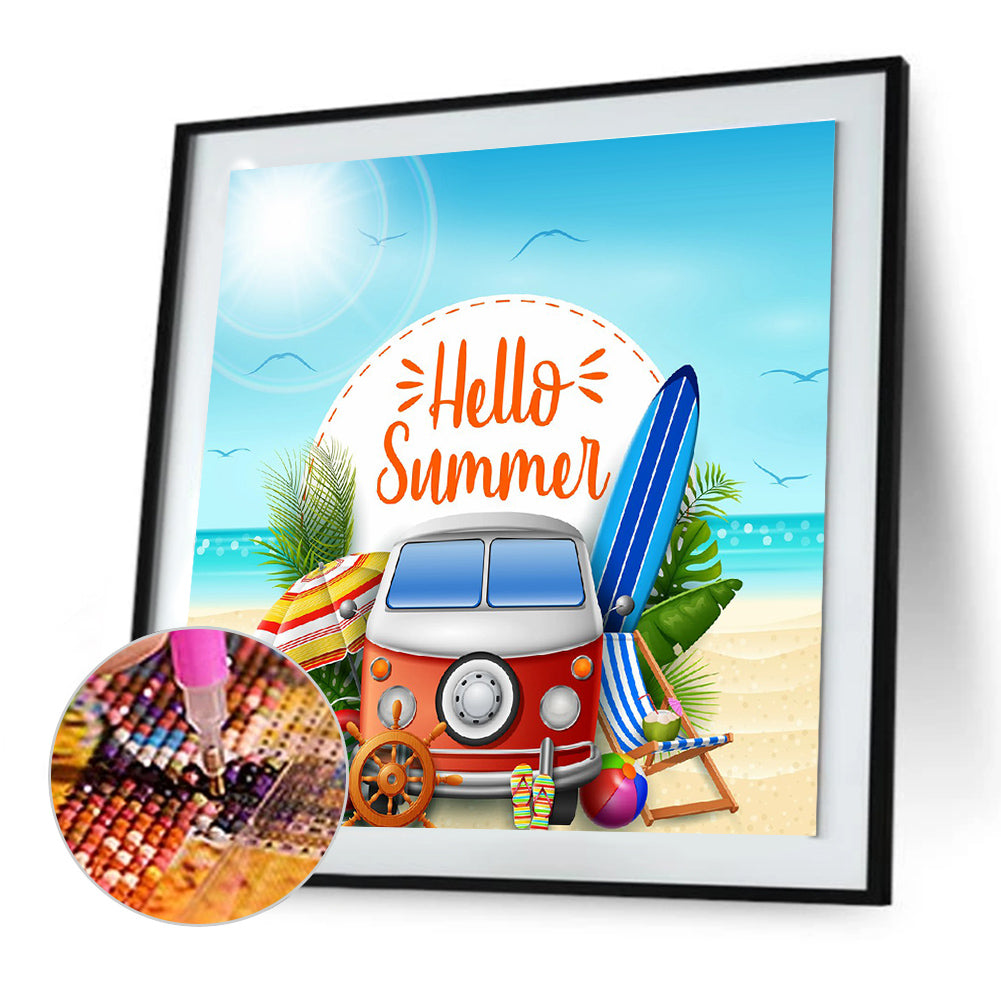 Summer Vibe Car - Full Round Drill Diamond Painting 30*30CM