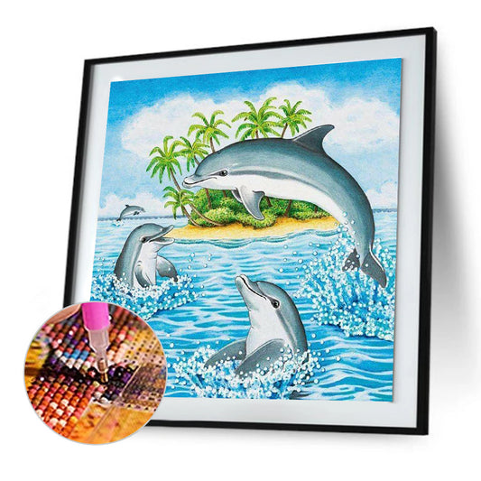 Dolphins Playing - Full Round Drill Diamond Painting 30*30CM