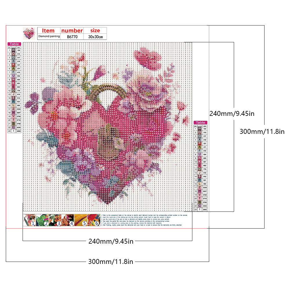 Flower Love Lock - Full Round Drill Diamond Painting 30*30CM