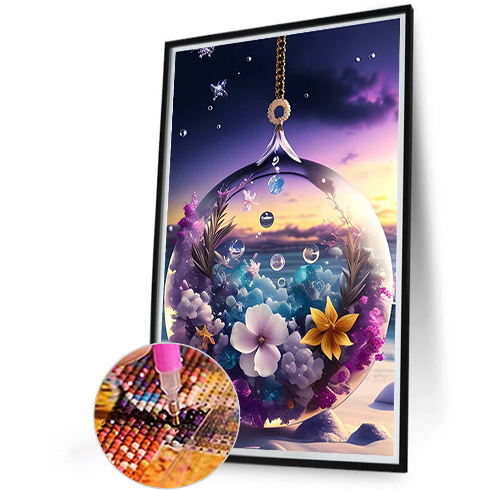Flower Pendant - Full Square Drill Diamond Painting 20*30CM