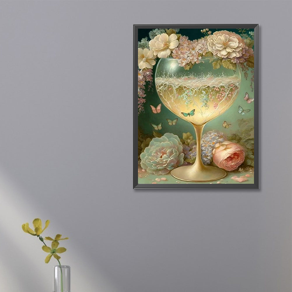 Flower Goblet - Full Square Drill Diamond Painting 20*30CM